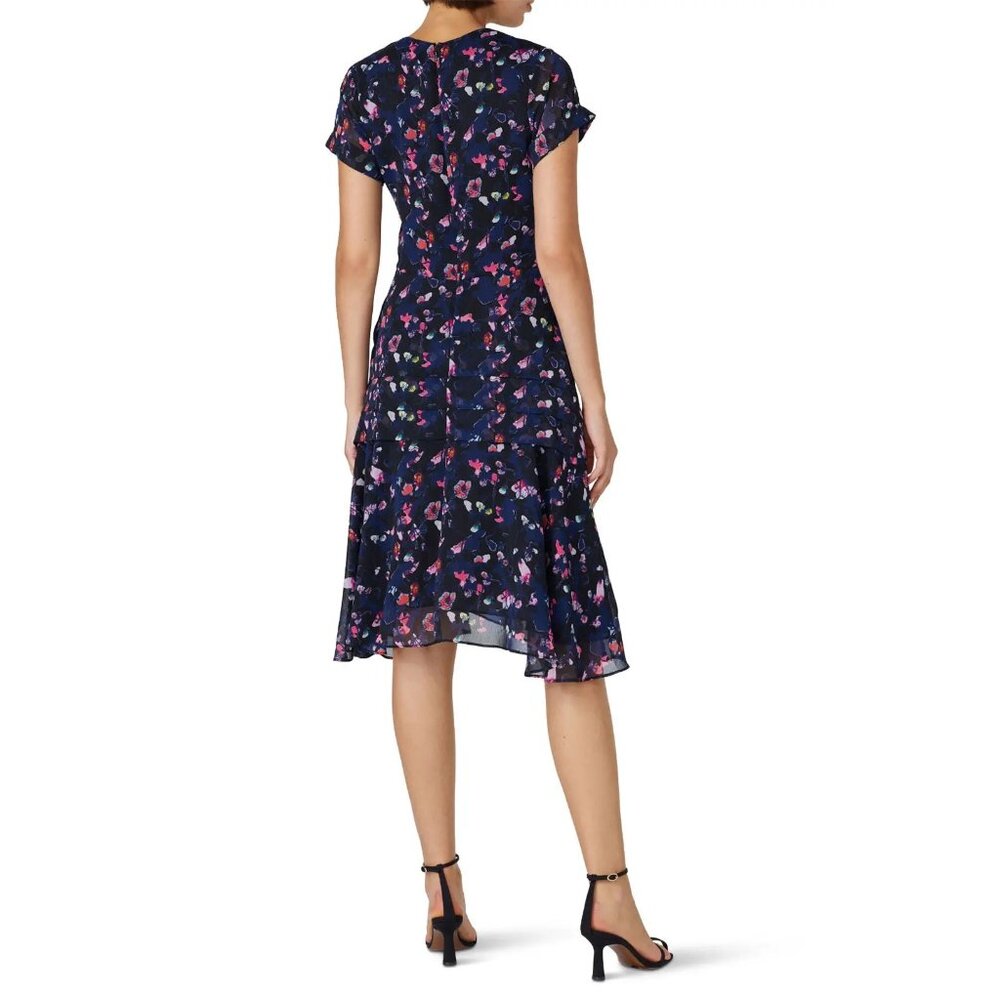 Jason Wu Collective x RTR Pre-Loved Navy Floral Ruched Fit & Flare Dress Pick Sz - Picture 9 of 16